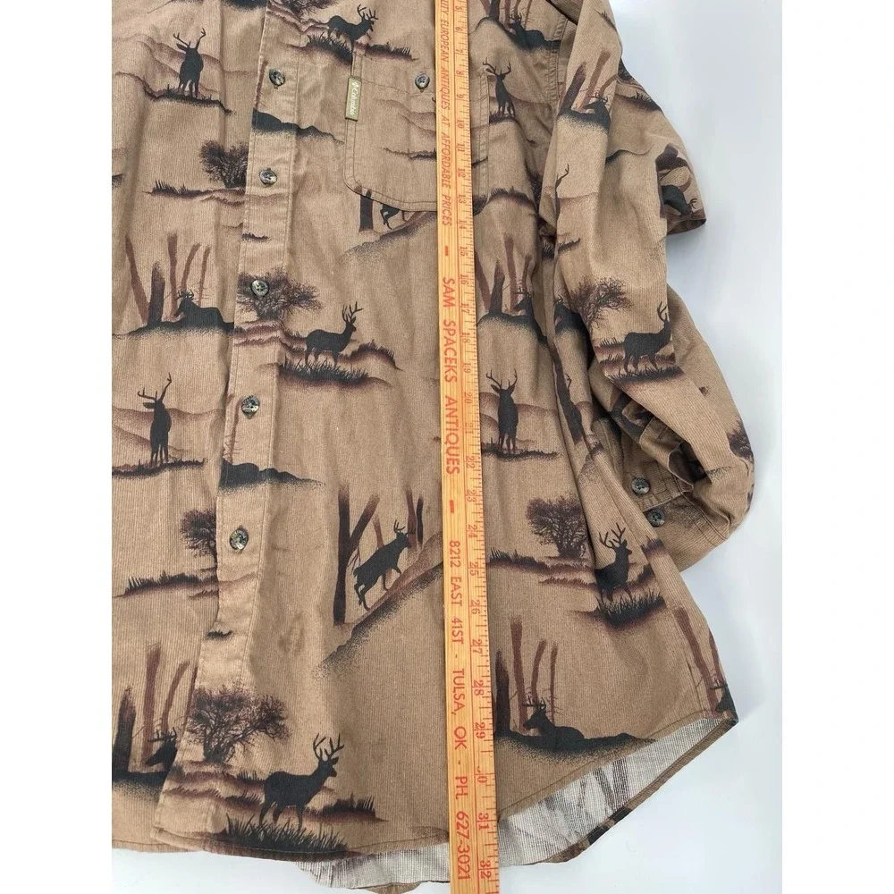 Columbia River Lodge Shirt XL Deer Print Button Up Brown‎ Hunting Outdoors